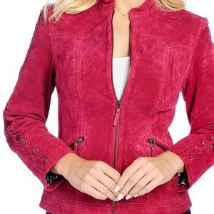 GENUINE SUEDE BOMBER MOTO JACKET LINED